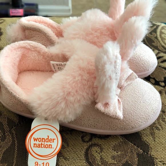 Girls Light Pink Bunny Slippers - Picture 3 of 8